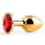 Золотистая анальная пробка с красным стразом - 7,2 см. - Anal Jewelry Plug - купить с доставкой в Южно-Сахалинске