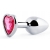 Серебристая анальная пробка с розовым кристаллом-сердечком - 7 см. - Anal Jewelry Plug - купить с доставкой в Южно-Сахалинске