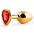 Золотистая анальная пробка с красным стразом-сердечком - 7 см. - Anal Jewelry Plug - купить с доставкой в Южно-Сахалинске