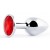 Серебристая анальная пробка с красным стразом - 7,2 см. - Anal Jewelry Plug - купить с доставкой в Южно-Сахалинске