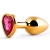 Золотистая анальная пробка с малиновым кристаллом-сердечком - 7 см. - Anal Jewelry Plug - купить с доставкой в Южно-Сахалинске