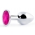 Серебристая анальная пробка с малиновым кристаллом - 7,2 см. - Anal Jewelry Plug - купить с доставкой в Южно-Сахалинске
