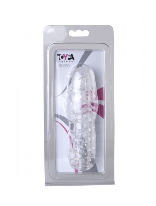 Прозрачная, закрытая насадка с шипами и точками - 13,5 см. - Toyfa Basic - в Южно-Сахалинске купить с доставкой