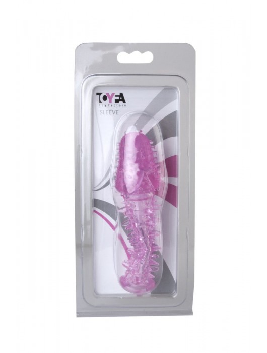 Закрытая насадка розового цвета с шипами и точками - 13,5 см. - Toyfa Basic - в Южно-Сахалинске купить с доставкой