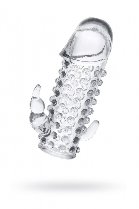 Гелевая прозрачная насадка с 2 отростками - 13 см. - Toyfa Basic - в Южно-Сахалинске купить с доставкой