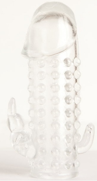 Гелевая прозрачная насадка с 2 отростками - 13 см. - Toyfa Basic - в Южно-Сахалинске купить с доставкой