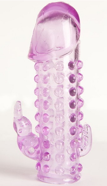 Закрытая фиолетовая насадка с 2 отростками - 13 см. - Toyfa Basic - в Южно-Сахалинске купить с доставкой