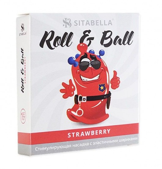 Стимулирующий презерватив-насадка Roll   Ball Strawberry - Sitabella - купить с доставкой в Южно-Сахалинске