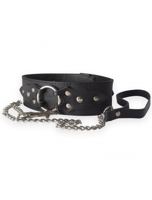 Широкий кожаный ошейник в готическом стиле - Sitabella - купить с доставкой в Южно-Сахалинске