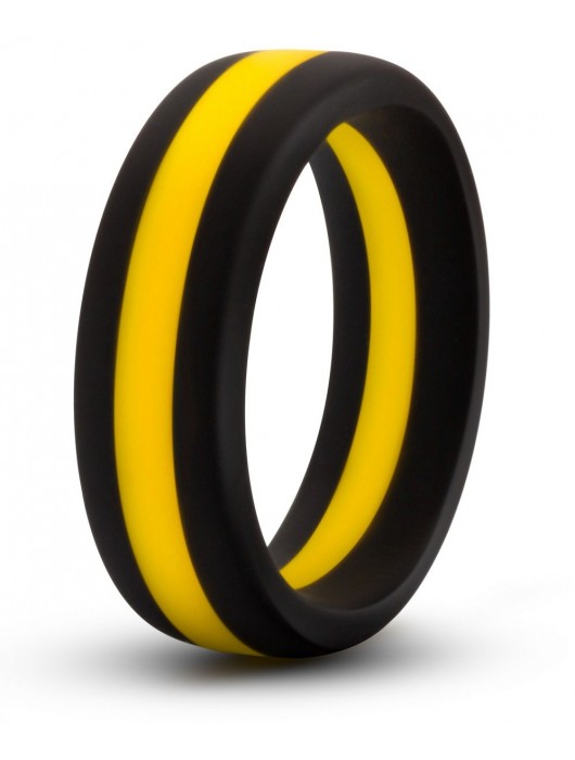 Черно-желтое силиконовое эрекционное кольцо Silicone Go Pro Cock Ring - Blush Novelties - в Южно-Сахалинске купить с доставкой