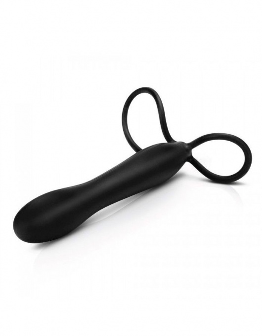 Черная насадка на пенис для двойной стимуляции Mojo BlackJack - 15 см. - Seven Creations - в Южно-Сахалинске купить с доставкой