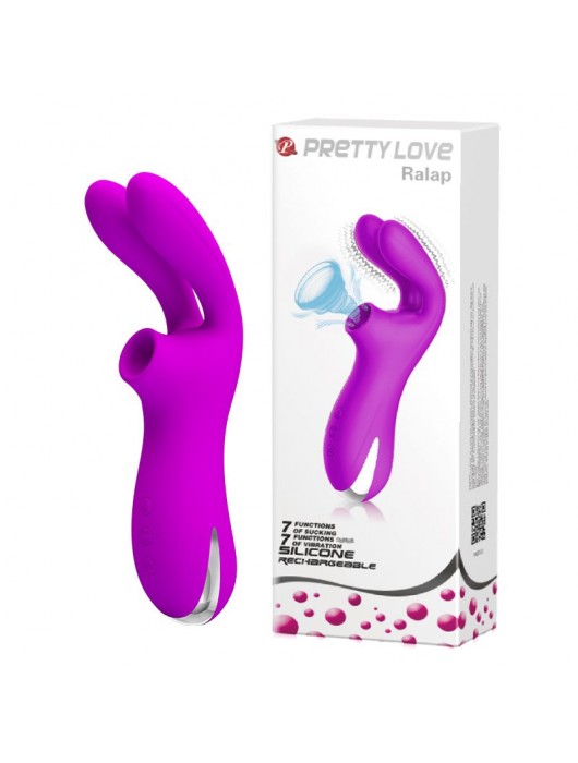 Лиловый вибратор с вакуумной стимуляцией Ralap - Baile