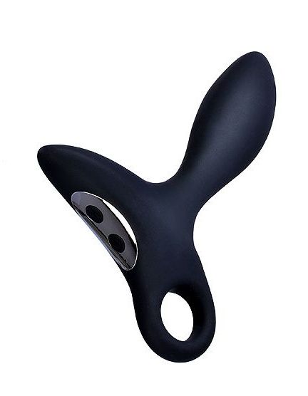 Черный силиконовый анальный вибромассажер Erokey с колечком-ограничителем - Erokay - в Южно-Сахалинске купить с доставкой