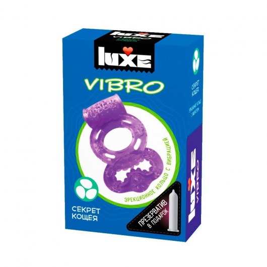 Фиолетовое эрекционное виброкольцо Luxe VIBRO  Секрет Кощея  + презерватив - Luxe - в Южно-Сахалинске купить с доставкой