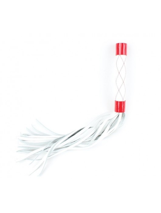 Бело-красная плеть средней длины с ручкой - 44 см. - БДСМ Арсенал - купить с доставкой в Южно-Сахалинске