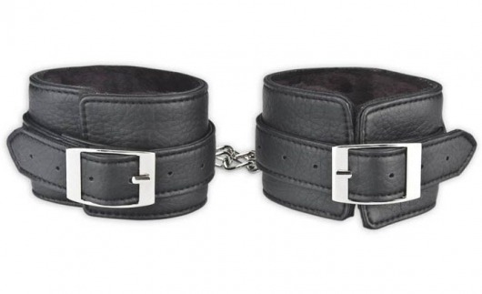 Черные фиксаторы для ног на цепи с мехом внутри - Lux Fetish - купить с доставкой в Южно-Сахалинске