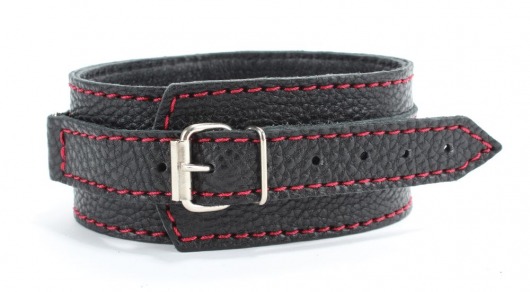 Черный ошейник из натуральной кожи с шипами - БДСМ Арсенал - купить с доставкой в Южно-Сахалинске