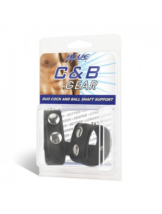 Двойной поддерживаюший ремень для пениса с заклепками - BlueLine - купить с доставкой в Южно-Сахалинске