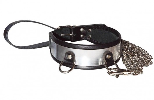 Стильный ошейник с металлическим блеском и поводком - Sitabella - купить с доставкой в Южно-Сахалинске