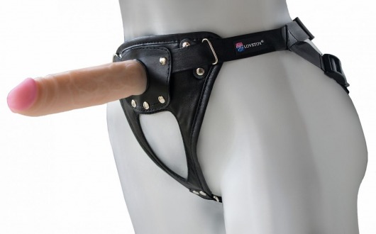 Черный пояс-трусики с насадкой  Soft-Принц  - 17 см. - LOVETOY (А-Полимер) - купить с доставкой в Южно-Сахалинске