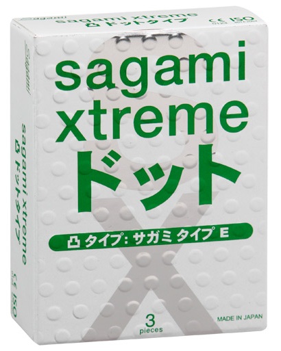 Презервативы Sagami Xtreme SUPER DOTS с точками - 3 шт. - Sagami - купить с доставкой в Южно-Сахалинске