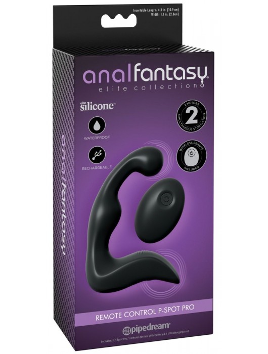Черный вибромассажер простаты с пультом ДУ Control P-Spot Pro - Pipedream - в Южно-Сахалинске купить с доставкой