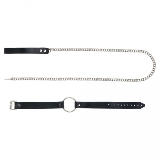 Черный поводок и чокер с кольцом Rada - Rebelts - купить с доставкой в Южно-Сахалинске