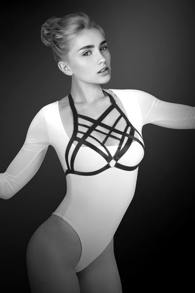 Черная упряжь на грудь Clara - Bijoux Pour Toi - купить с доставкой в Южно-Сахалинске