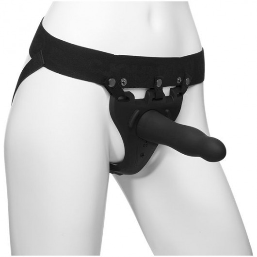 Черный полый вибрострапон Body Extensions BE Aroused - 17,78 см. - Doc Johnson - купить с доставкой в Южно-Сахалинске