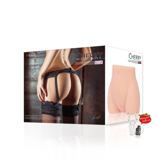 Мастурбатор-полуторс Cherry с вибрацией и двумя любовными тоннелями - KOKOS - в Южно-Сахалинске купить с доставкой