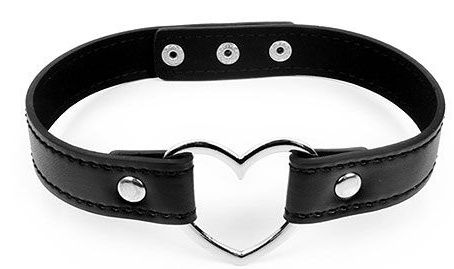 Черный ошейник с сердечком - Notabu - купить с доставкой в Южно-Сахалинске
