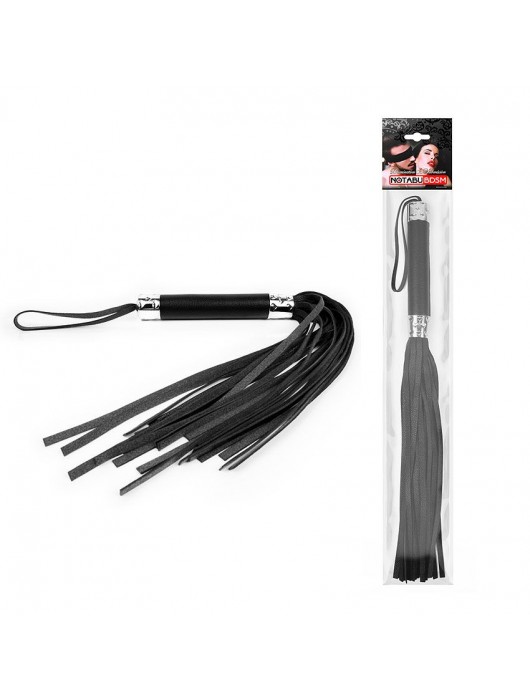 Черная многохвостая плеть с круглой ручкой - 44 см. - Notabu - купить с доставкой в Южно-Сахалинске