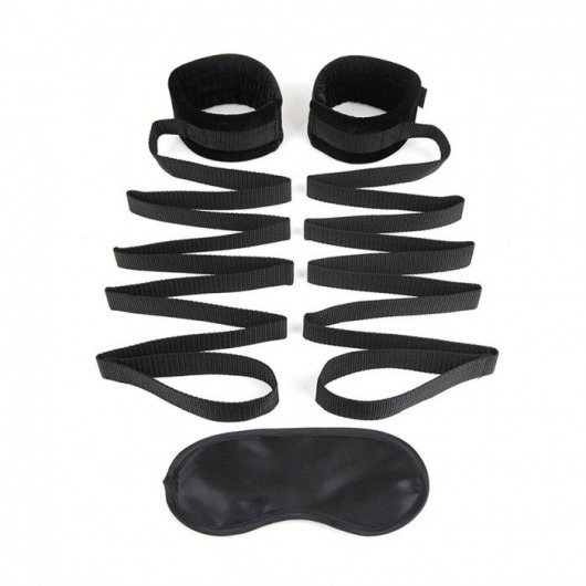 Чёрные манжеты для фиксации на кровати Bondage Bed Strap - Lux Fetish - купить с доставкой в Южно-Сахалинске