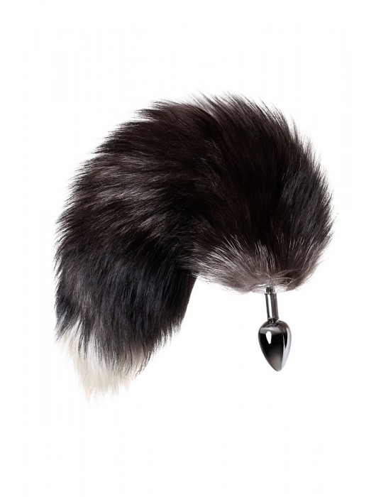 Серебристая металлическая анальная втулка с хвостом чернобурой лисы - размер S - ToyFa - купить с доставкой в Южно-Сахалинске