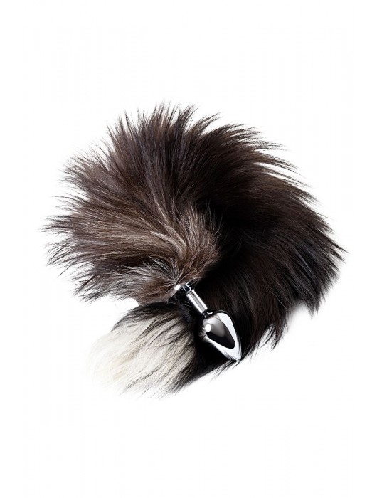 Серебристая металлическая анальная втулка с хвостом чернобурой лисы - размер S - ToyFa - купить с доставкой в Южно-Сахалинске