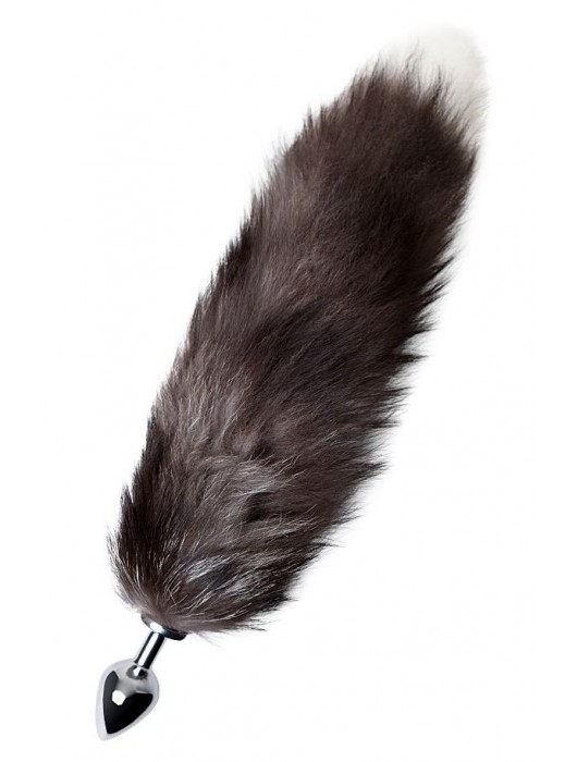 Серебристая металлическая анальная втулка с хвостом чернобурой лисы - размер S - ToyFa - купить с доставкой в Южно-Сахалинске