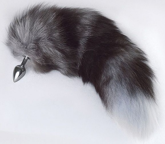 Серебристая анальная пробка с пушистым хвостом - Sitabella - купить с доставкой в Южно-Сахалинске