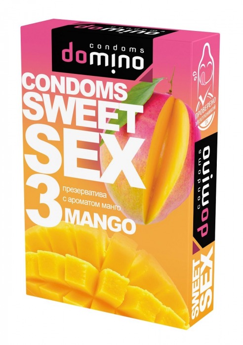 Презервативы для орального секса DOMINO Sweet Sex с ароматом манго - 3 шт. - Domino - купить с доставкой в Южно-Сахалинске