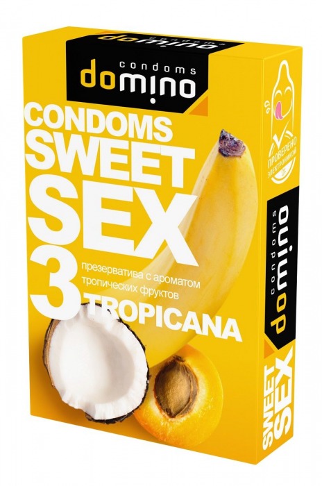 Презервативы для орального секса DOMINO Sweet Sex с ароматом тропических фруктов - 3 шт. - Domino - купить с доставкой в Южно-Сахалинске
