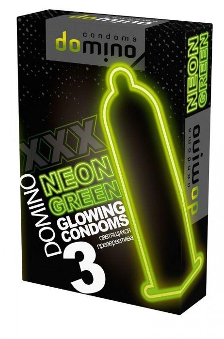Презервативы DOMINO Neon Green со светящимся в темноте кончиком - 3 шт. - Domino - купить с доставкой в Южно-Сахалинске