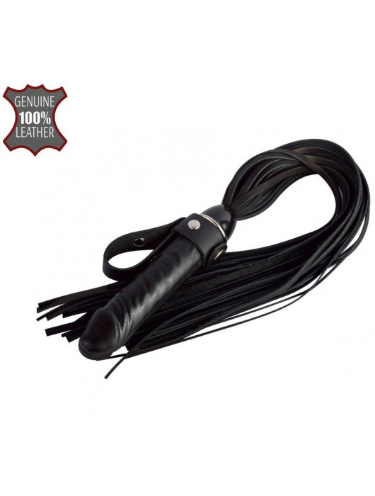 Черная плеть  Ковбой  с ручкой-фаллосом - 55 см. - Sitabella - купить с доставкой в Южно-Сахалинске