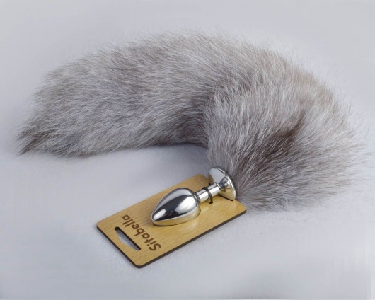 Серебристая анальная пробка с натуральным хвостиком - Sitabella - купить с доставкой в Южно-Сахалинске