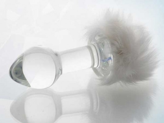 Стеклянная анальная втулка с хвостиком - 9,5 см. - Sexus - купить с доставкой в Южно-Сахалинске