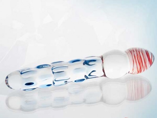 Стеклянный двусторонний фаллоимитатор с шишечками - 19 см. - Sexus