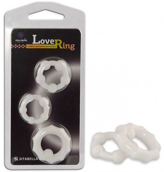 Набор из 3 белых рельефных эрекционных колец - Sitabella - в Южно-Сахалинске купить с доставкой