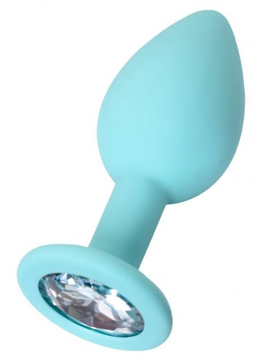 Мятная анальная пробка с прозрачным кристаллом Brilliant - 7 см. - ToyFa - купить с доставкой в Южно-Сахалинске