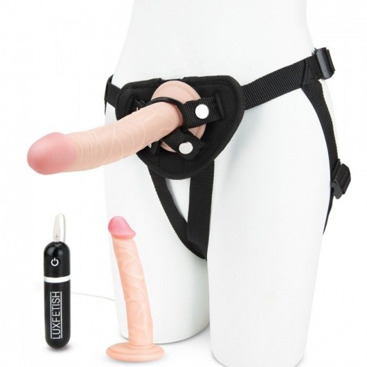 Регулируемые трусики с 2 насадками - 16 и 15 см. - Lux Fetish - купить с доставкой в Южно-Сахалинске