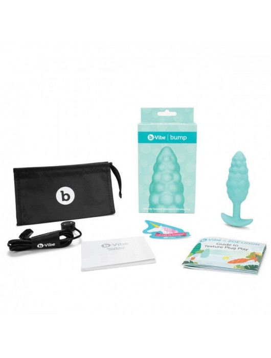 Мятный рельефный анальный виброплаг Bump - 13,5 см. - b-Vibe