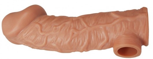 Телесная насадка на фаллос с отверстием для мошонки EXTREME SLEEVE - 17,6 см. - KOKOS - в Южно-Сахалинске купить с доставкой