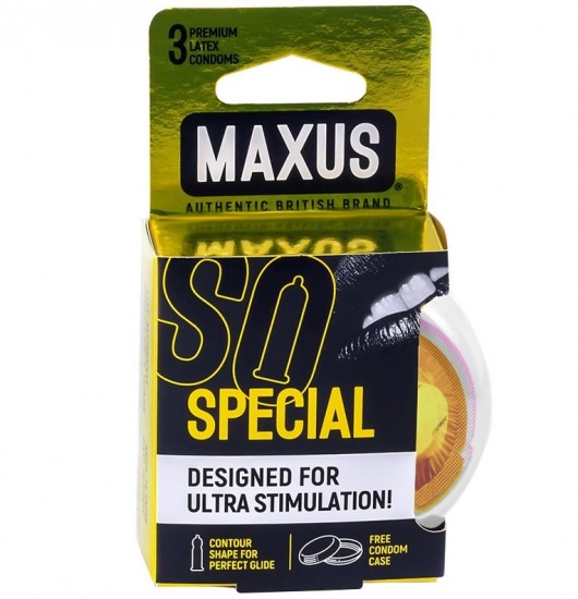 Презервативы с точками и рёбрами в пластиковом кейсе MAXUS Special - 3 шт. - Maxus - купить с доставкой в Южно-Сахалинске